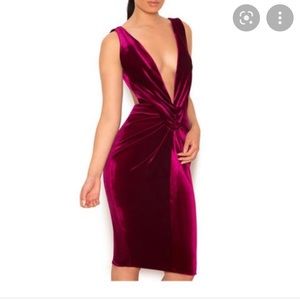 House of CB magenta velour dress XS